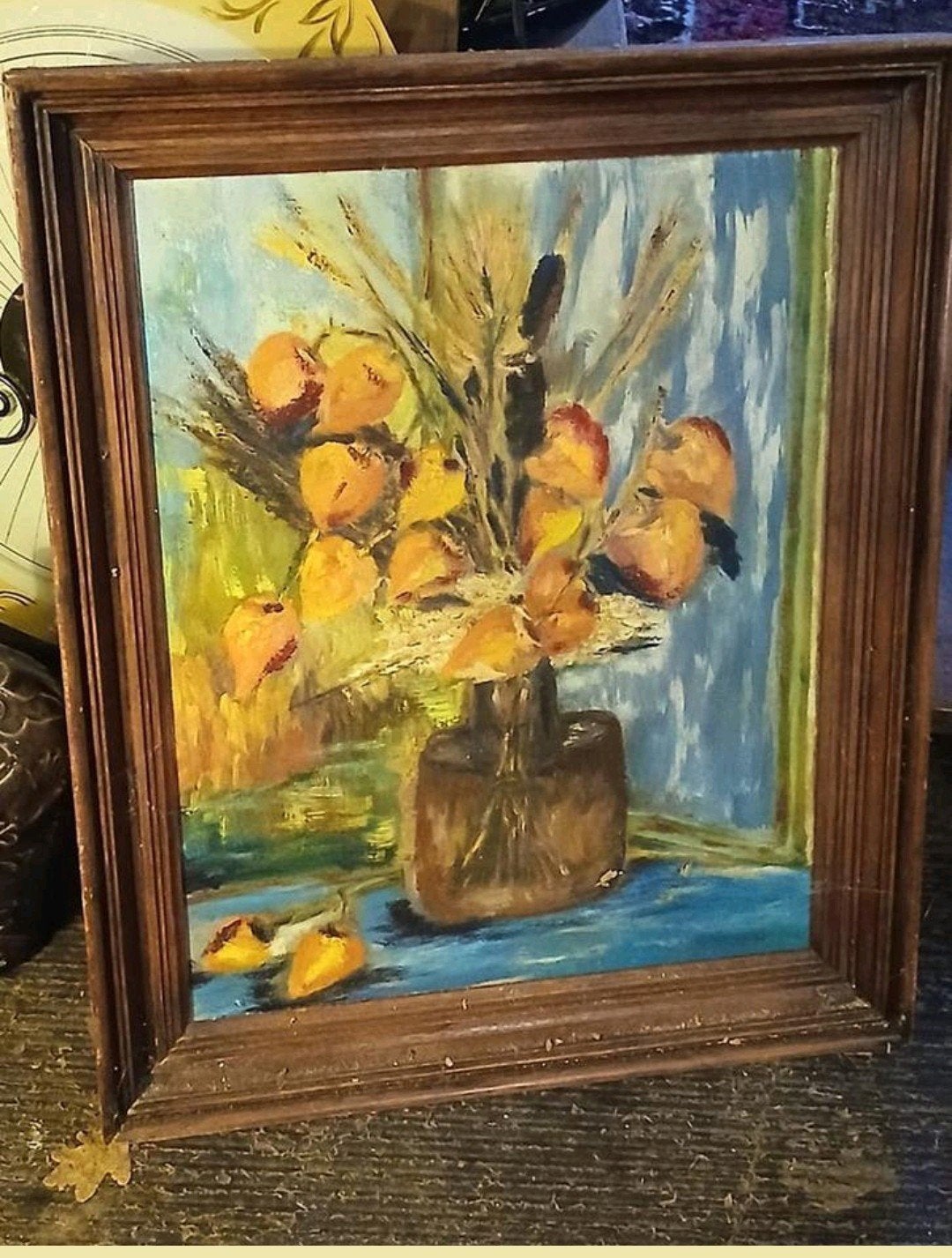 Olieverf Stilleven met Vruchten en Korenaren, Antiek en Kunst, Ophalen of Verzenden