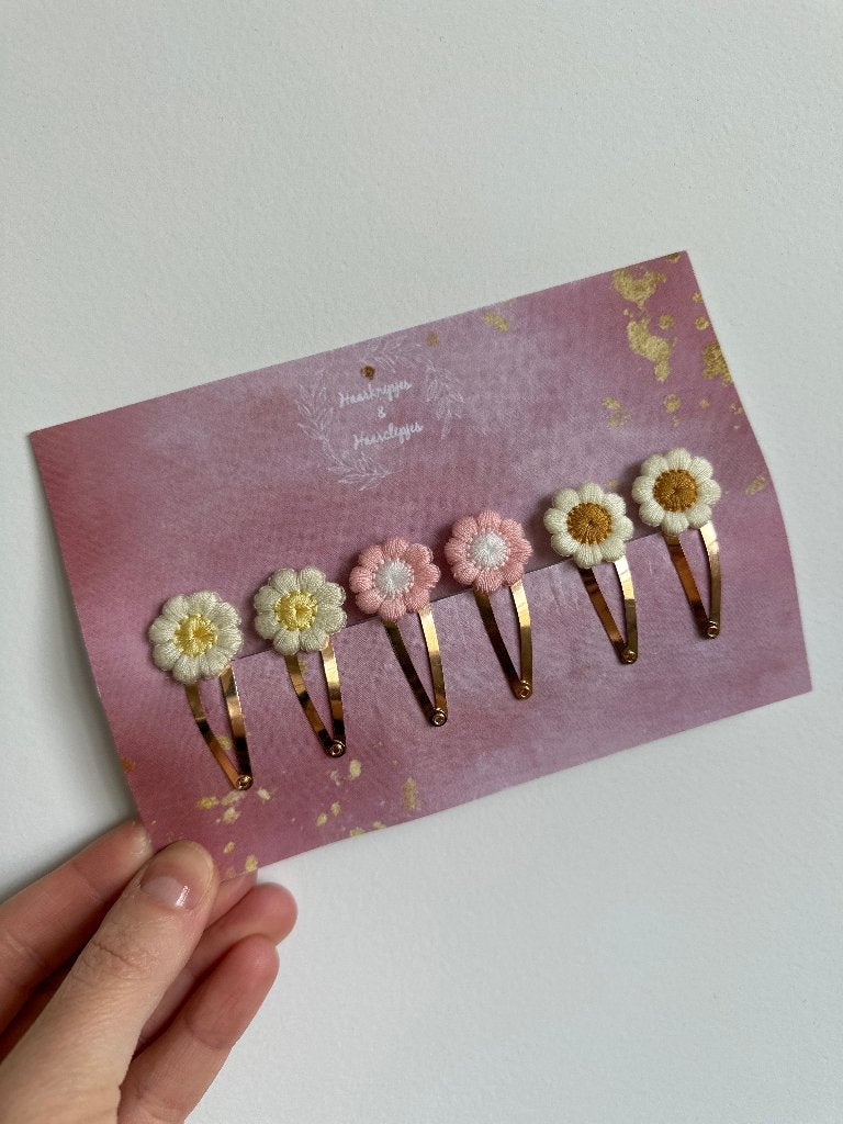 Haarknipjes & haarclipjes set klikklak speldjes met bloemen, Haarknipjes & haarclipjes, Nieuw, Ophalen of Verzenden, Haarspeld