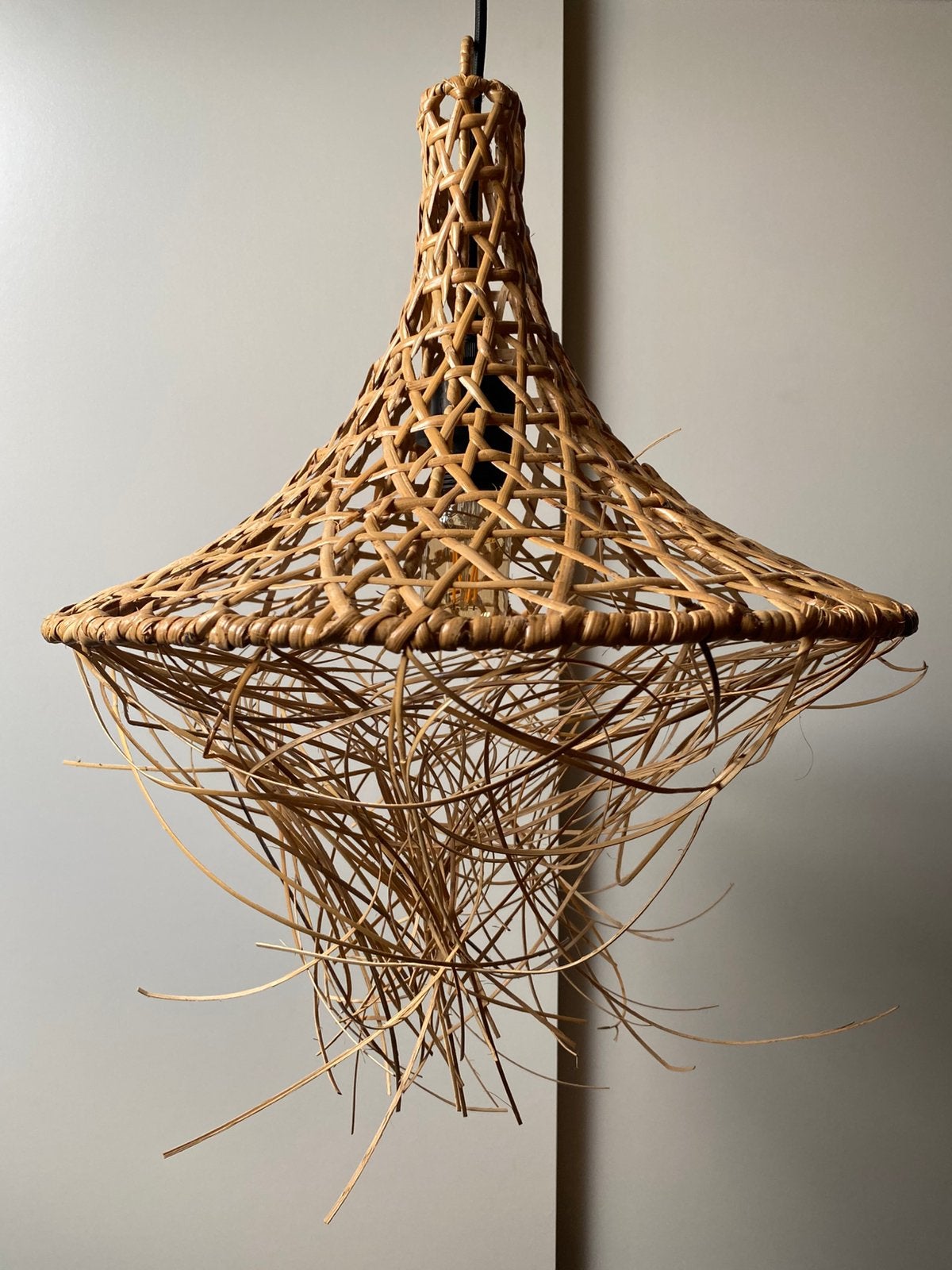 Bamboe hanglamp, Huis en Inrichting, Ophalen of Verzenden, Zo goed als nieuw