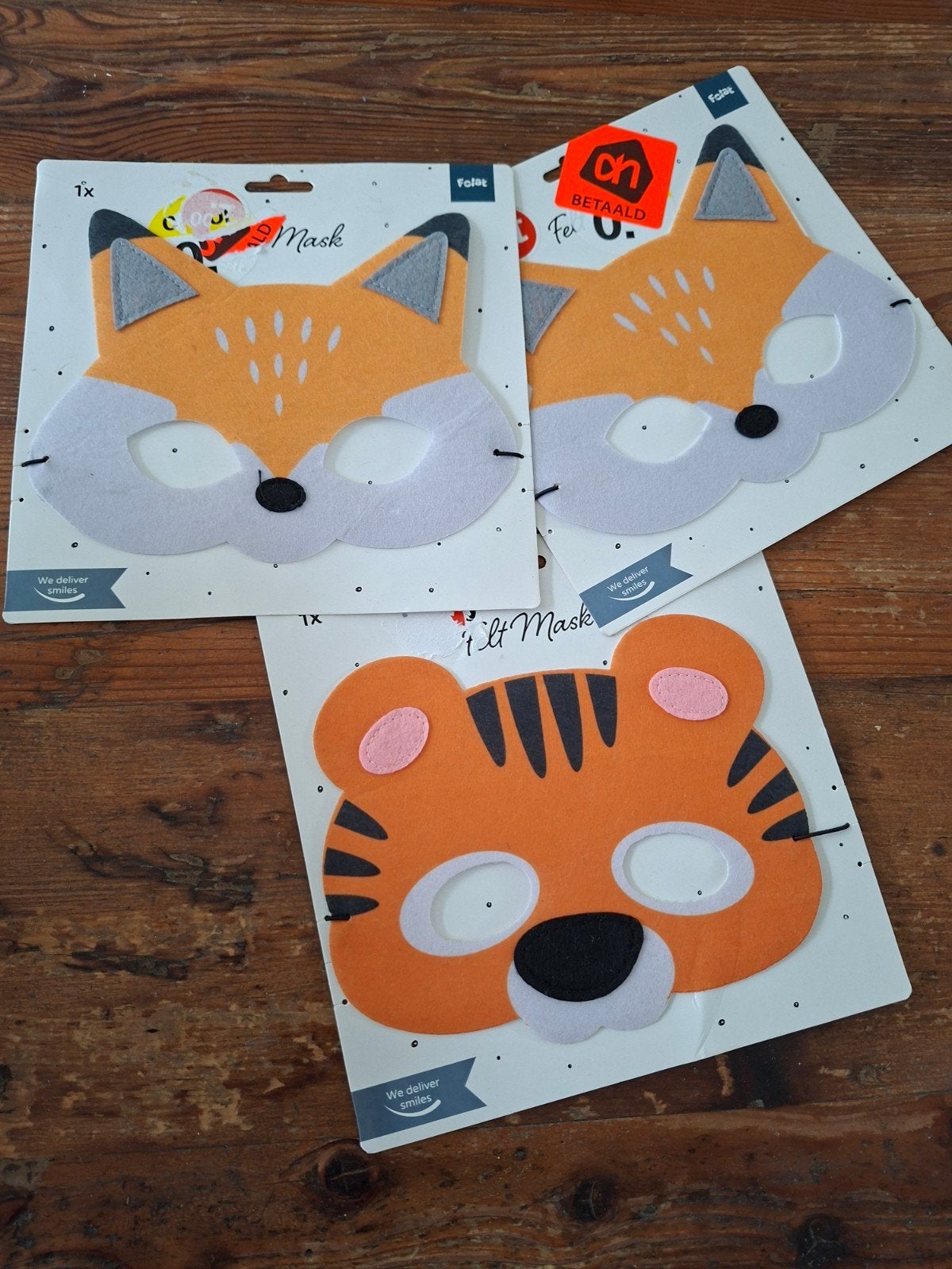 nieuw 3 x masker tijger en vos bijna gratis, Ophalen of Verzenden, Halloween of Griezel