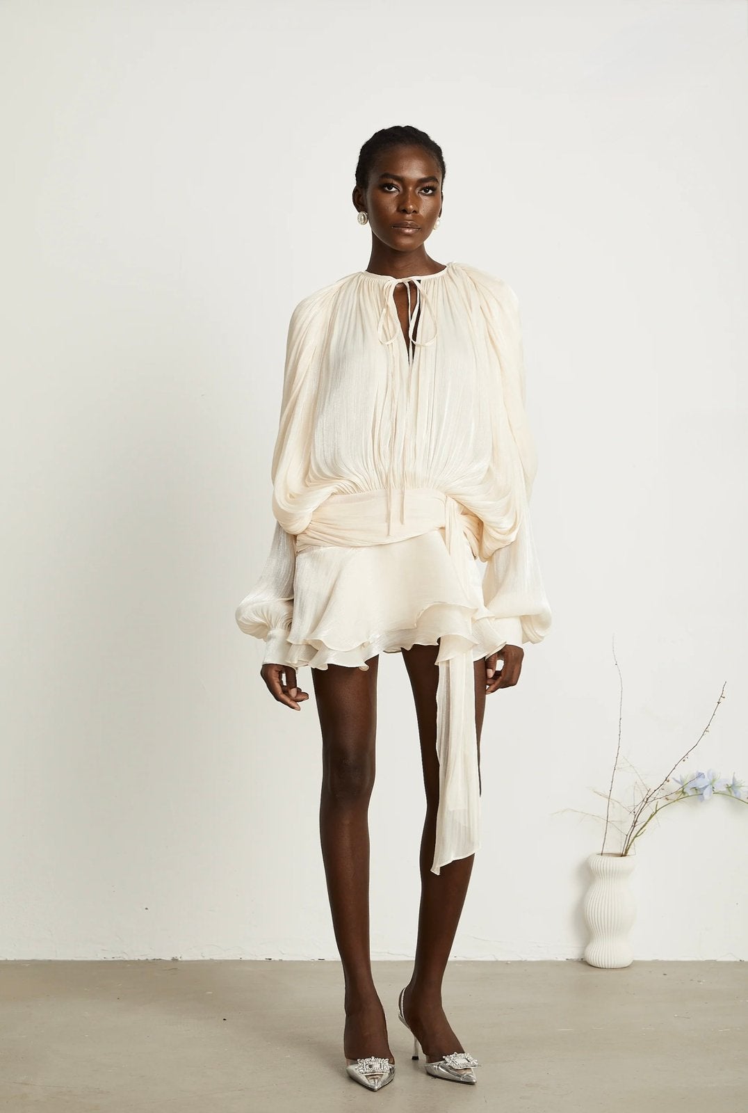 Miss Rosier Mini jurk champagne/ivory – maat M/L nieuw, Maat 38/40 (M), Kort, Verzenden, Beige