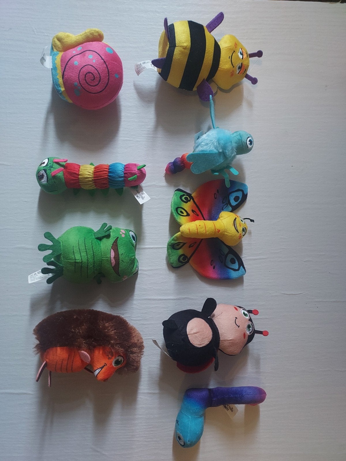 Leuke knuffelbeestjes: spin, bij, rups, kikker, vlinder., Lidl, Gebruikt, Overige typen, Ophalen of Verzenden