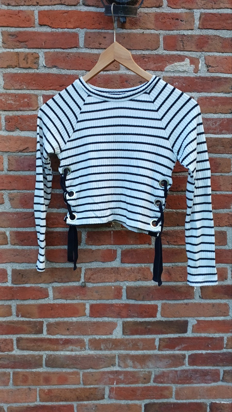 Bershka gestreepte crop top met veterdetails, Bershka, Ophalen of Verzenden