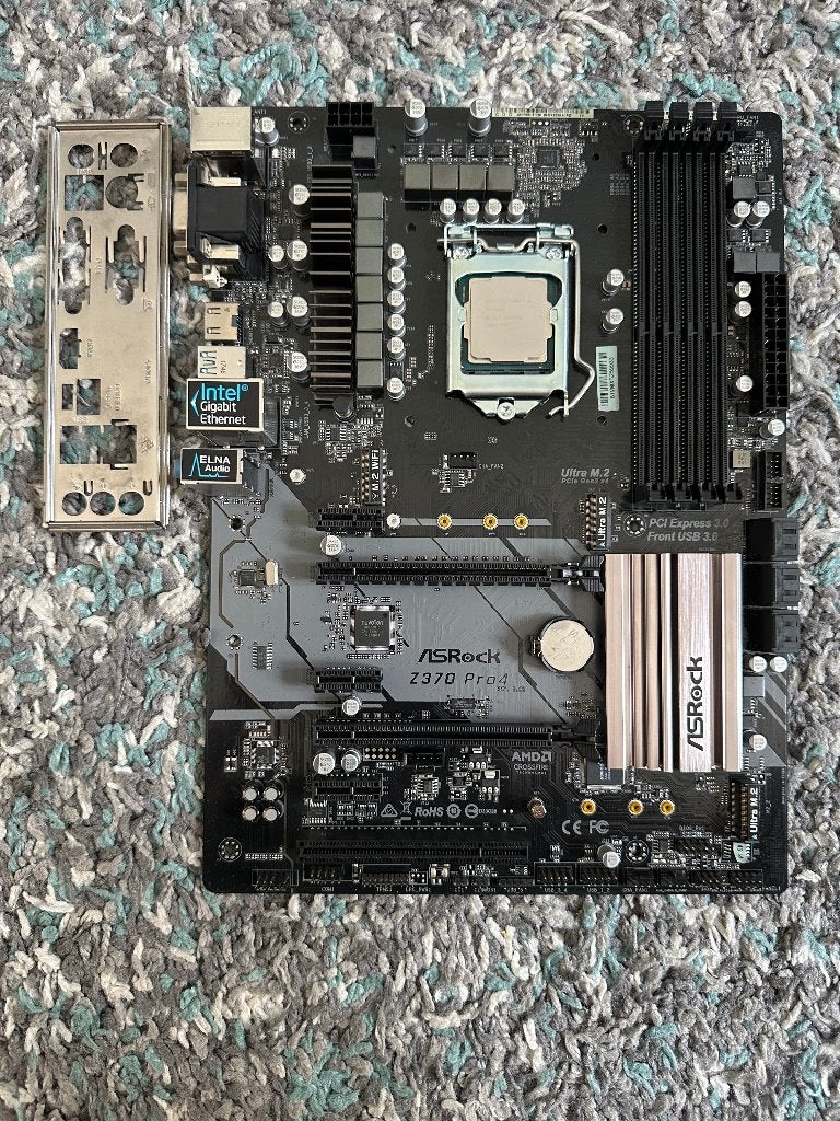 ASRock Z370 Pro4 + Intel Core i5-8400 + I/O-shield, Ophalen of Verzenden, Gebruikt, Intel, DDR4