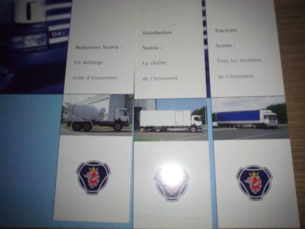 14x Engelse & Franse Scania folders brochures oa betonmixer, Ophalen of Verzenden, Zo goed als nieuw