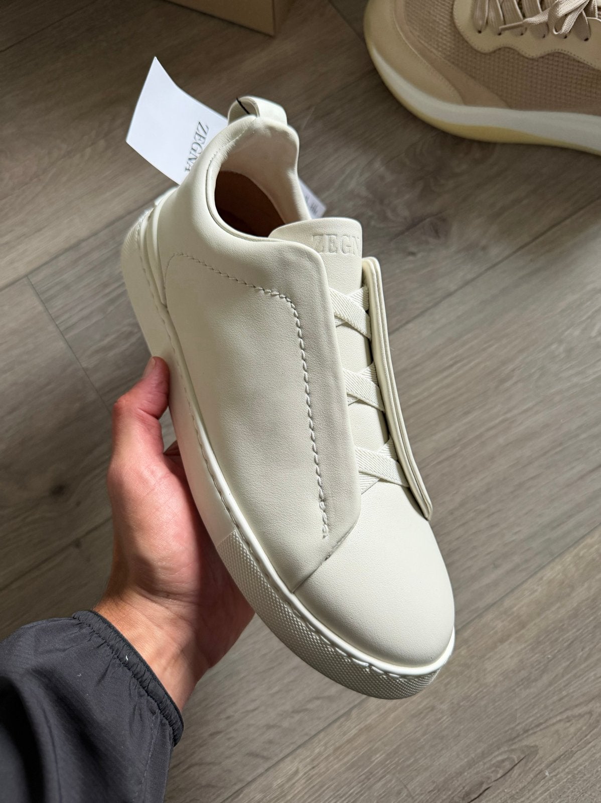 Nieuwe Zegna Triple Stitch Sneakers - Crème Wit, Wit, Nieuw, Ophalen of Verzenden, Sneakers of Gympen
