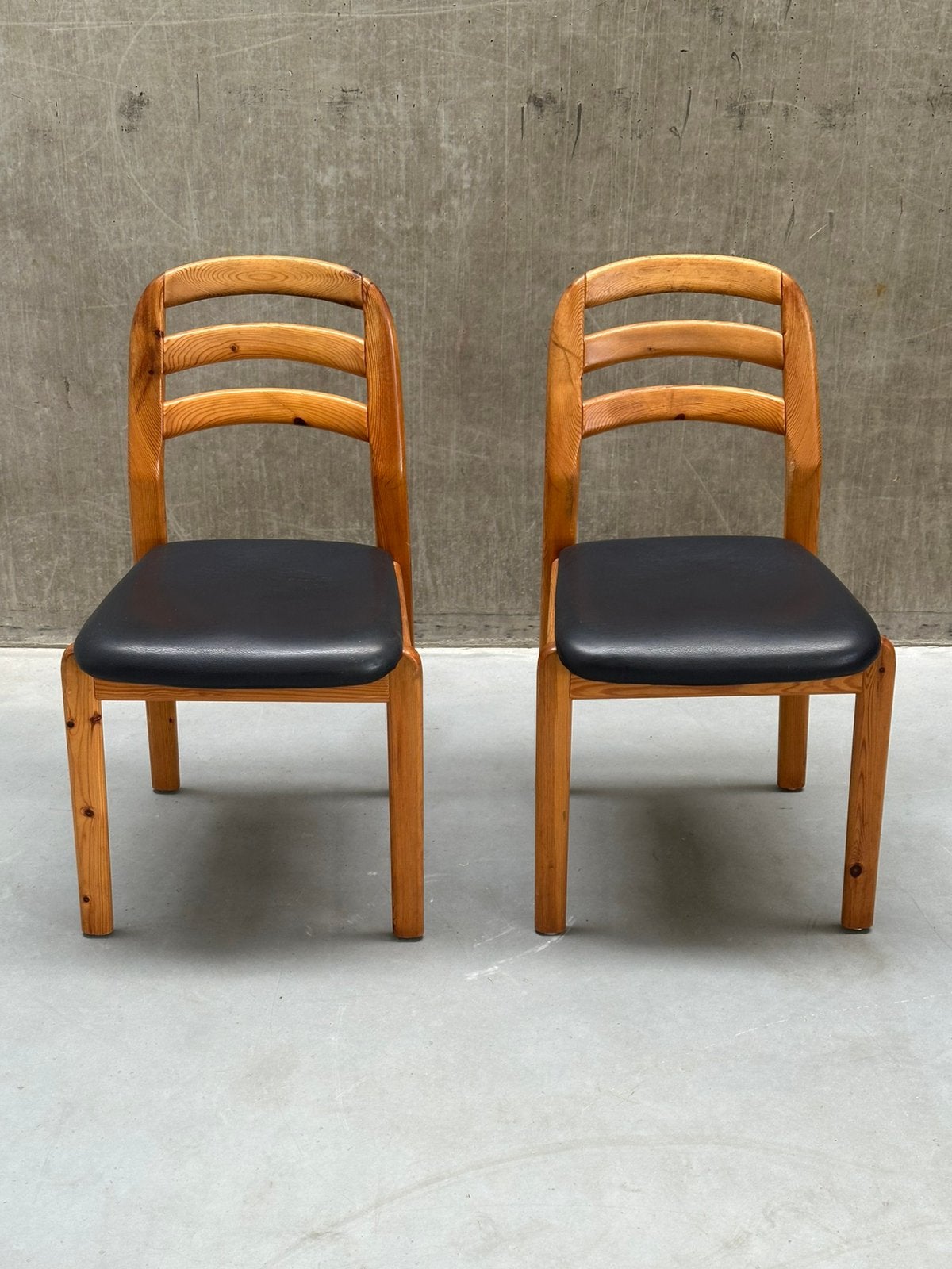 Vintage set/2 stoelen, Dyrlund, Denmark, 1970S, Ophalen, Twee, Blauw, Leer