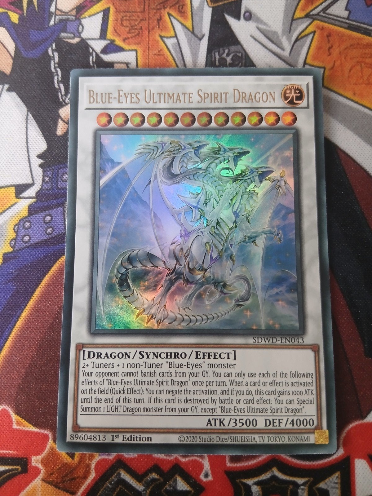 Blue-Eyes Ultimate Spirit Dragon - Ultra Rare SDWD - Yu-Gi-O, Hobby en Vrije tijd, Ophalen, Zo goed als nieuw, Foil