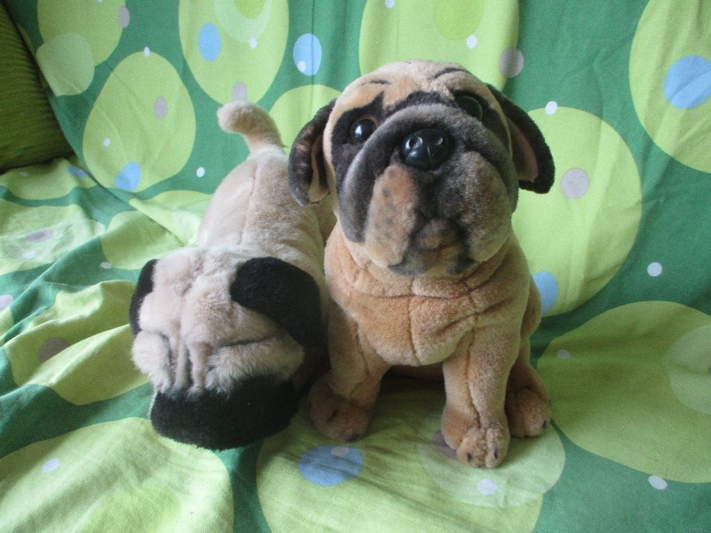 2 pluche mopshondjes, Kinderen en Baby's, Speelgoed | Knuffels en Pluche, Ophalen, Nieuw, Hond, Middelgroot (20 tot 80 cm)