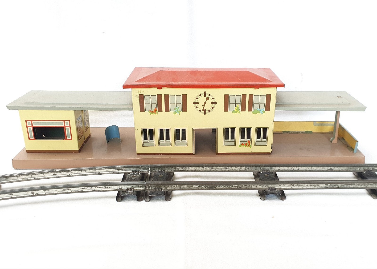 HWN KBN Spoor O Groot Station met Perron Blik 1950 Als Nieuw, Overige merken, Gelijkstroom of Wisselstroom, Brug, Tunnel of Gebouw