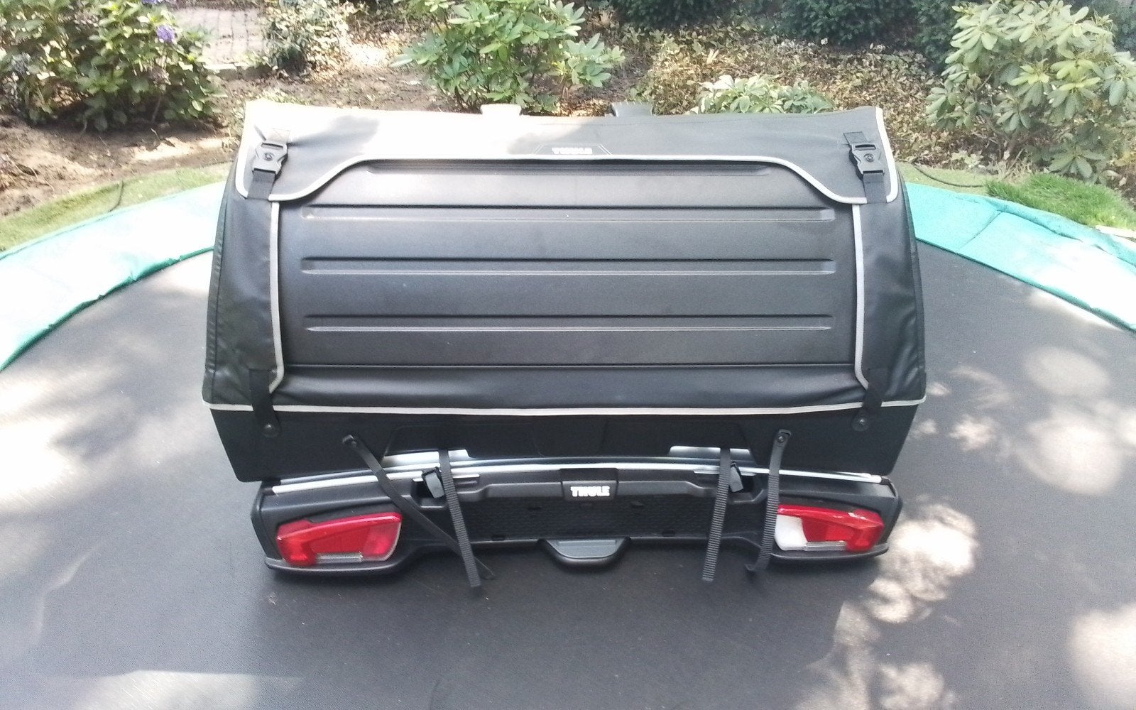 thule velospace 3fietsen, compl  met Bagage koffer 300 liter, Ophalen, Zo goed als nieuw, Trekhaakdrager