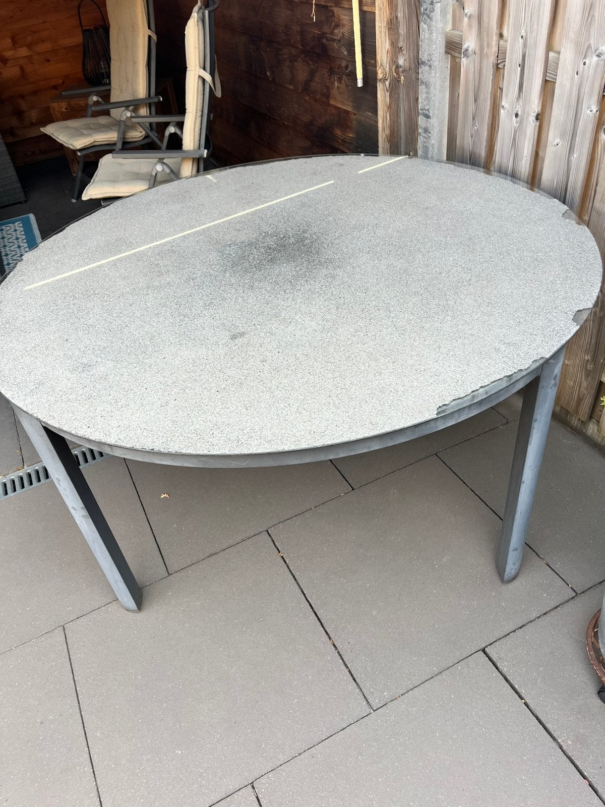 Tuintafel met glasplaat, Tuin en Terras, Tuintafels, Ophalen, Gebruikt, Rond