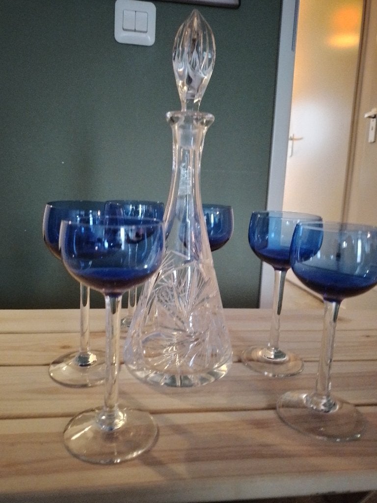 kristal karaf met glazen, Antiek en Kunst, Ophalen