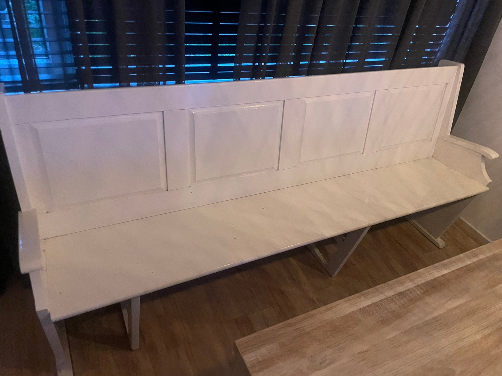 Eet tafel met 5 stoelen en een bank(oude kerkbank), 200 cm of meer, Zo goed als nieuw, Rechthoekig, 50 tot 100 cm