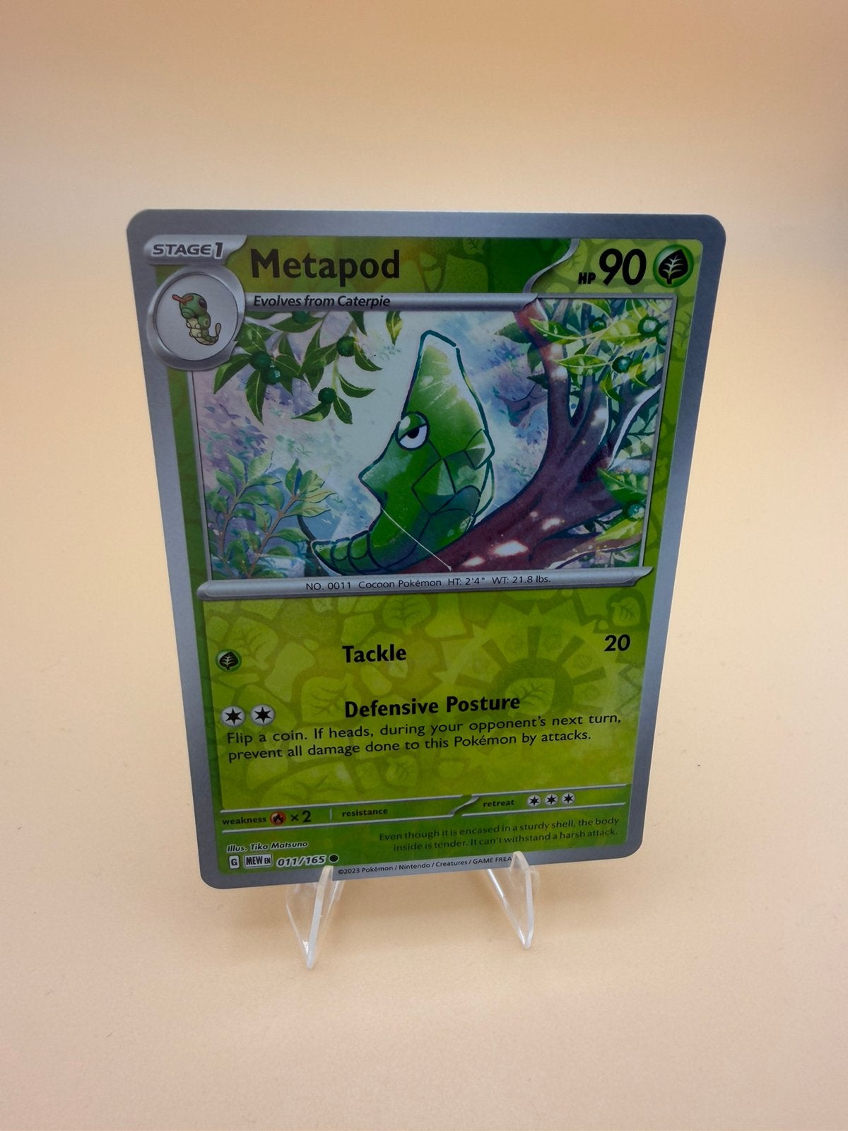 Metapod 011/165 (bekijk alle andere 151 reverse holos), Ophalen of Verzenden, Zo goed als nieuw, Losse kaart