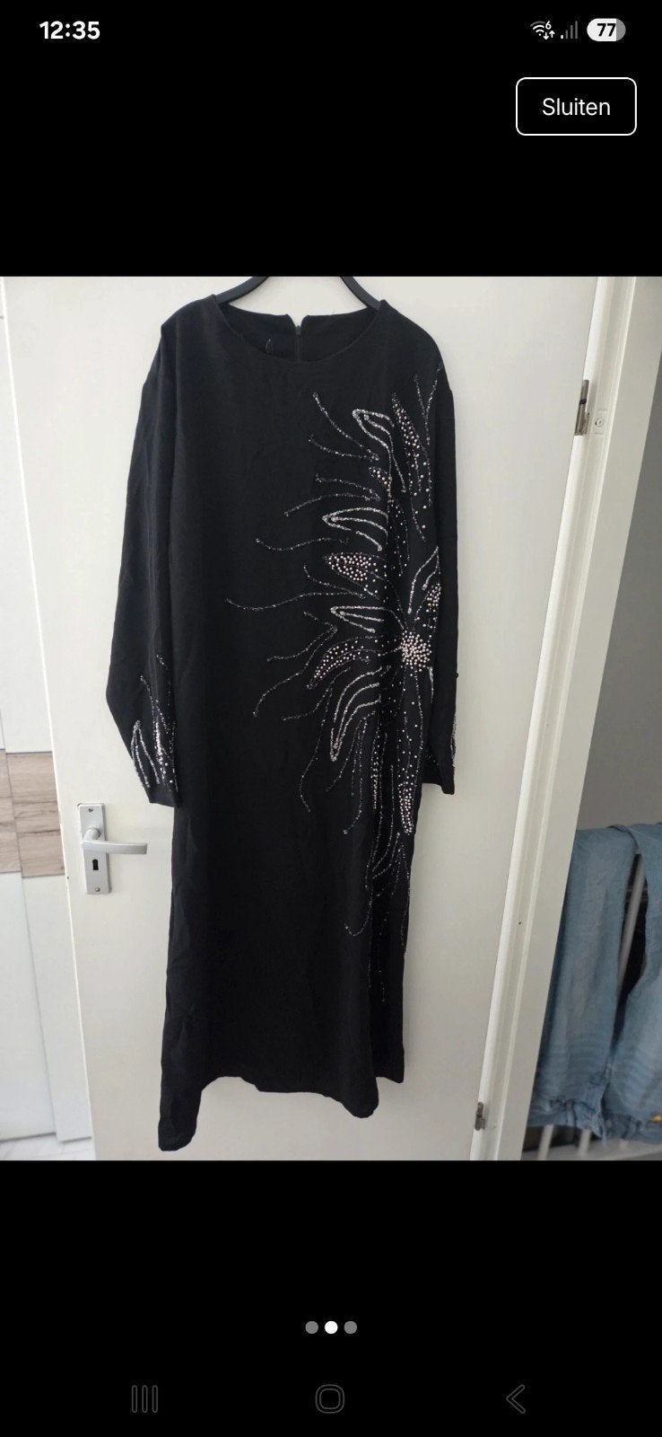 jurk zwart met glitters maat 52/54, Kleding | Dames, Galajurk, Zwart, Maat 46/48 (XL) of groter, Ophalen of Verzenden