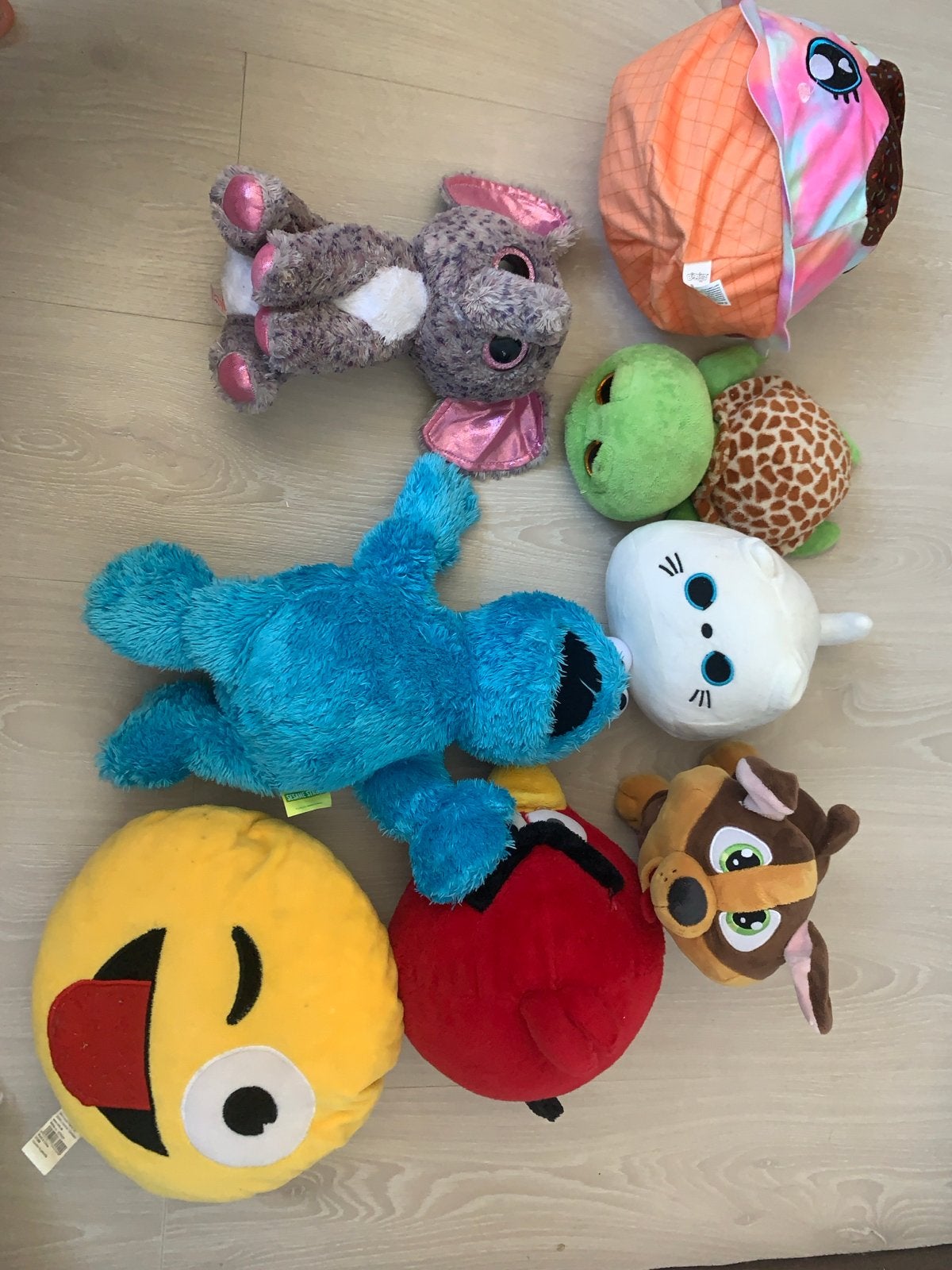 Grote collectie knuffels: Sesamstraat, Angry Birds, Ty, etc., Gebruikt, Blauw, Konijn, Ophalen of Verzenden