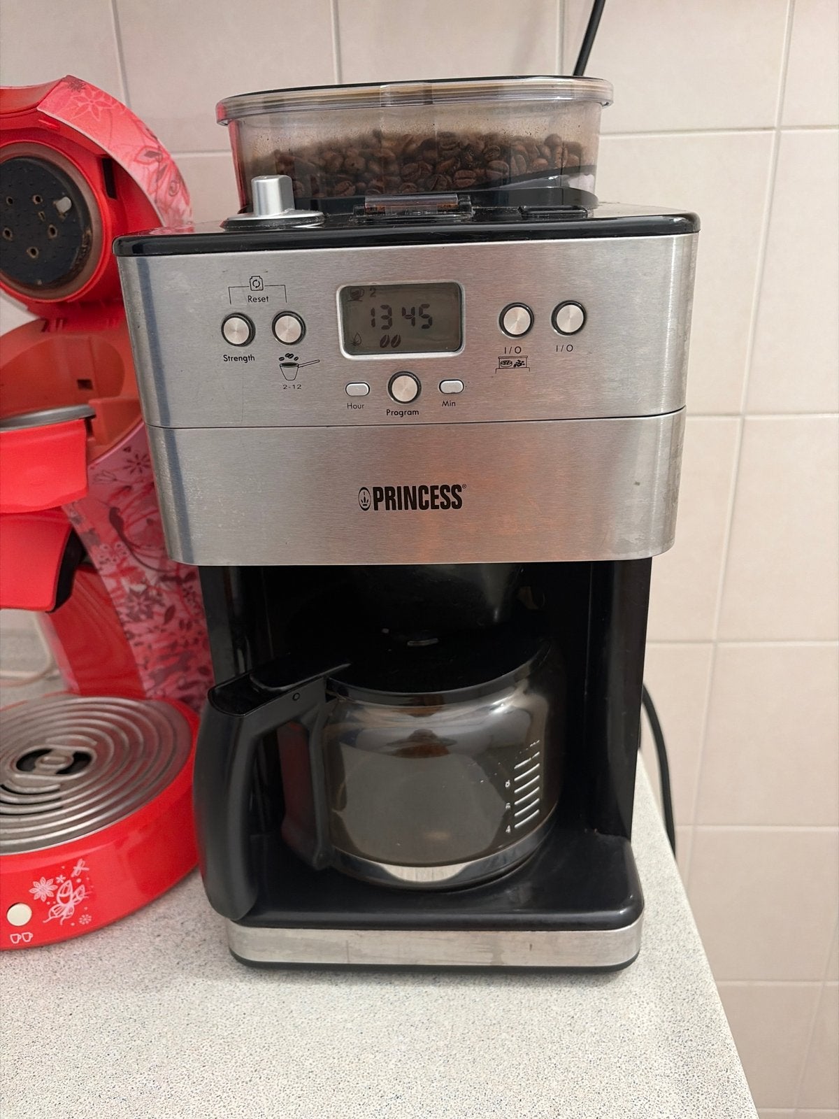 Princess Koffiezetapparaat met ingebouwde koffiemolen, Witgoed en Apparatuur, Koffiezetapparaten, Ophalen, Gebruikt, 10 kopjes of meer