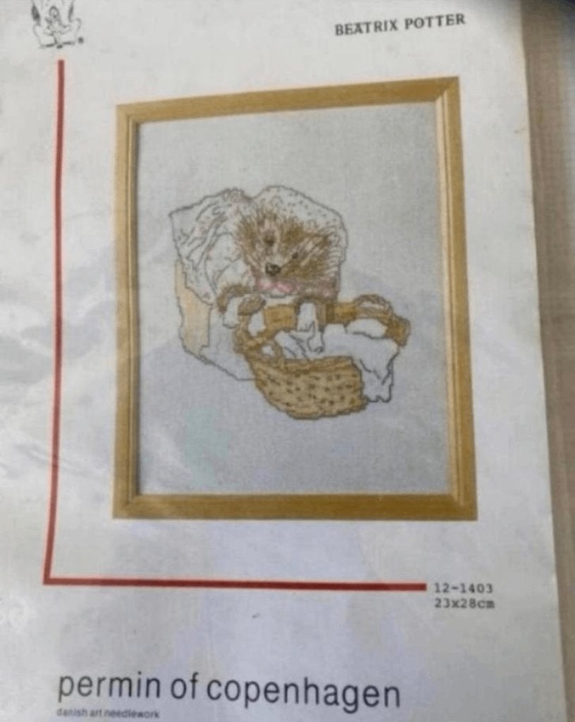 BORDUURPAKKET PERMIN BEATRIX POTTER EGELVROUWTJE PLUS!!!, Hobby en Vrije tijd, Verzenden, Nieuw, Handborduren, Borduurpakket