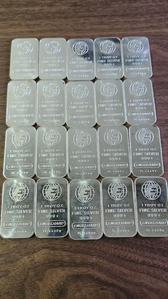 Prachtig lot Engelhard 1 ounce baren, Ophalen of Verzenden, Zilver
