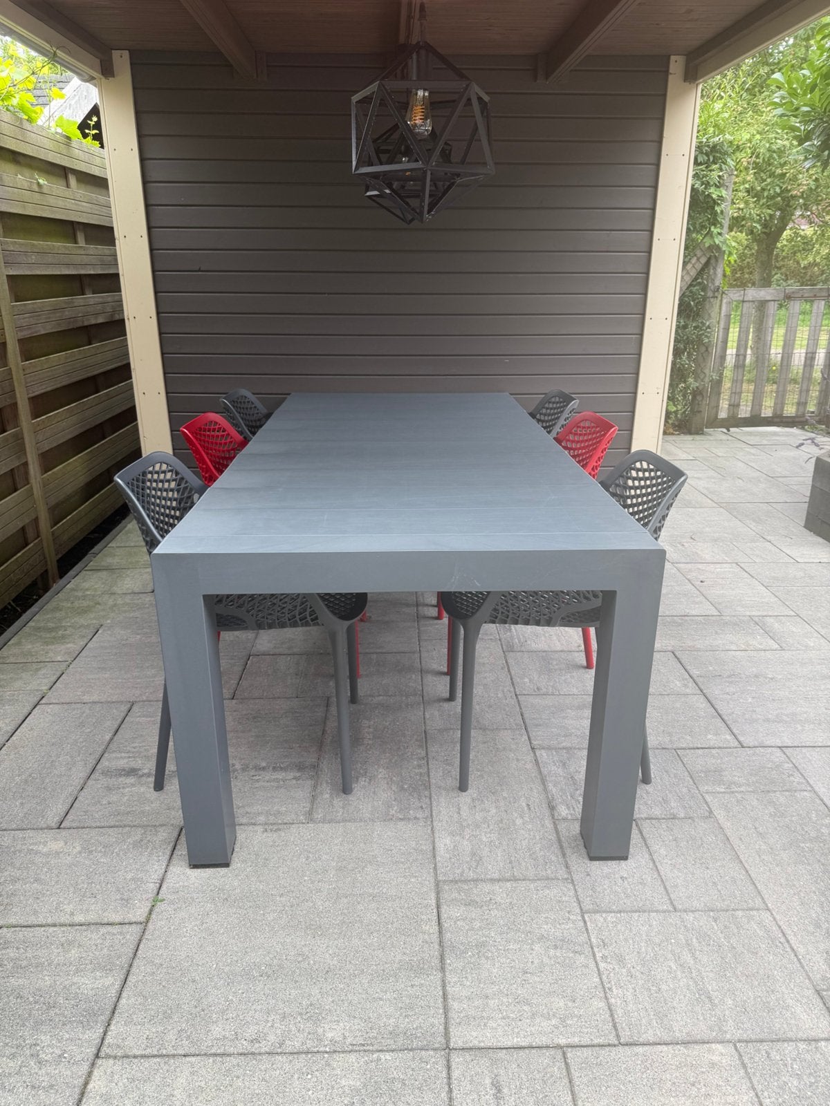 Tuintafel met 6 stoelen (zeer solide), Tuin en Terras, Ophalen, Zo goed als nieuw