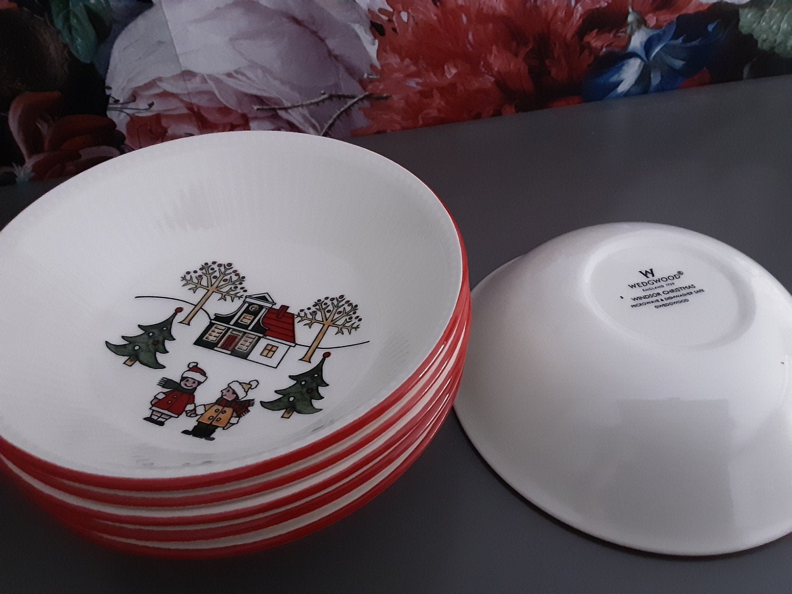 wedgwood windsor kerstservies Compote schaaltjes 15 cm, Ophalen, Zo goed als nieuw, Porselein, Schaal of Schalen
