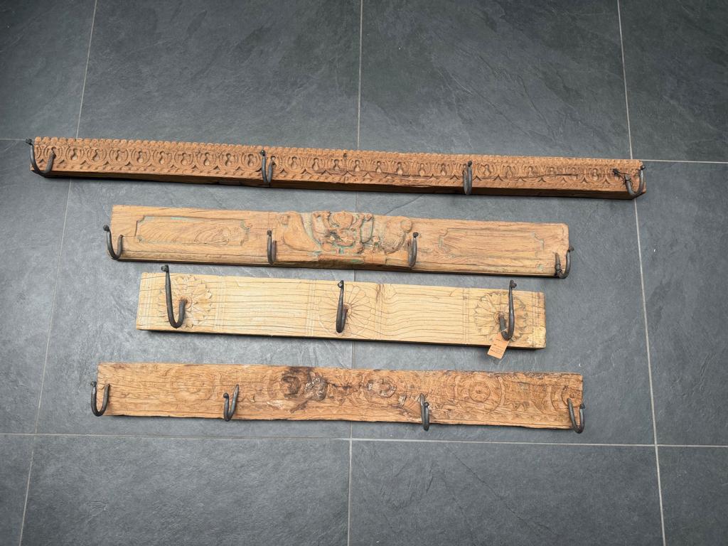 Indiase houtsnijwerk kapstok handwerk India old wood, Wandkapstok, Verburgt Vintage, Nieuw, Ophalen of Verzenden