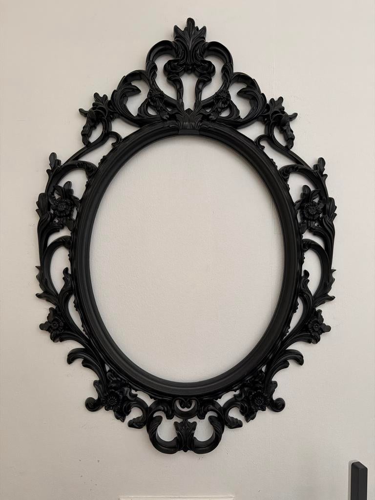 Decoratieve Barok Stijl Fotolijst - Zwart Ovaal Frame, Ophalen, Kunststof, Zo goed als nieuw, 75 cm of meer
