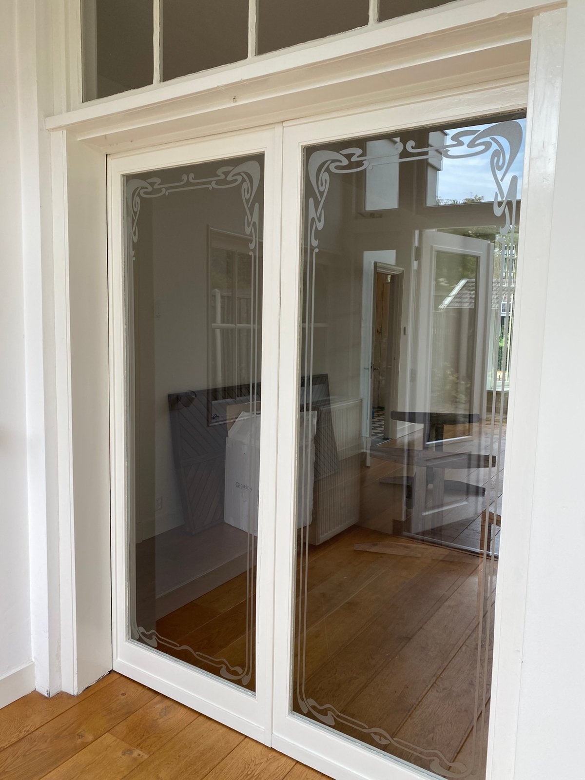 En suite schuifdeuren met glas | 214x83 cm | Jaren ’30 stijl, Deurkozijn, Zo goed als nieuw, 150 tot 225 cm, Inclusief glas