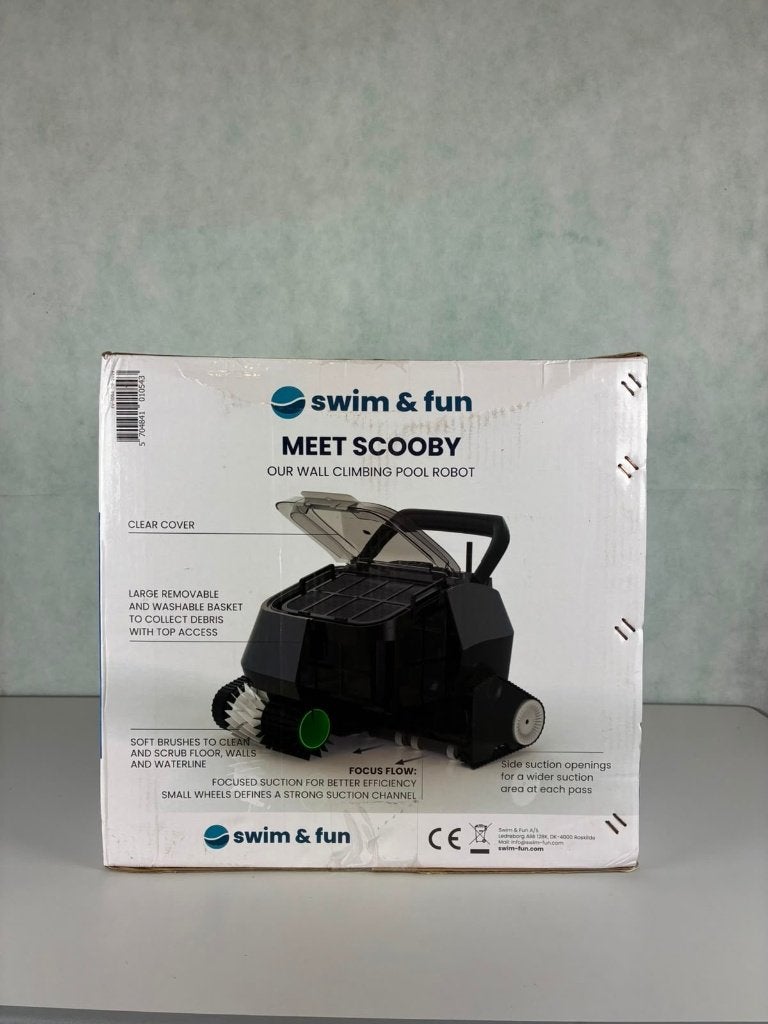 Swim & Fun Scooby Zwembadrobot – bodem, wanden & waterlijn, Ledreborg Allé 128C, 1 tv. DK-4000 Roskilde Denemarken, Swim & Fun Scandinavia ApS