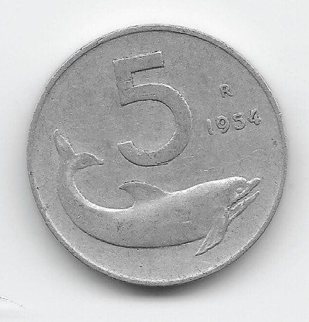 Italië 5 lire 1954 (type 2) KM# 92, Verzenden, Italië, Losse munt