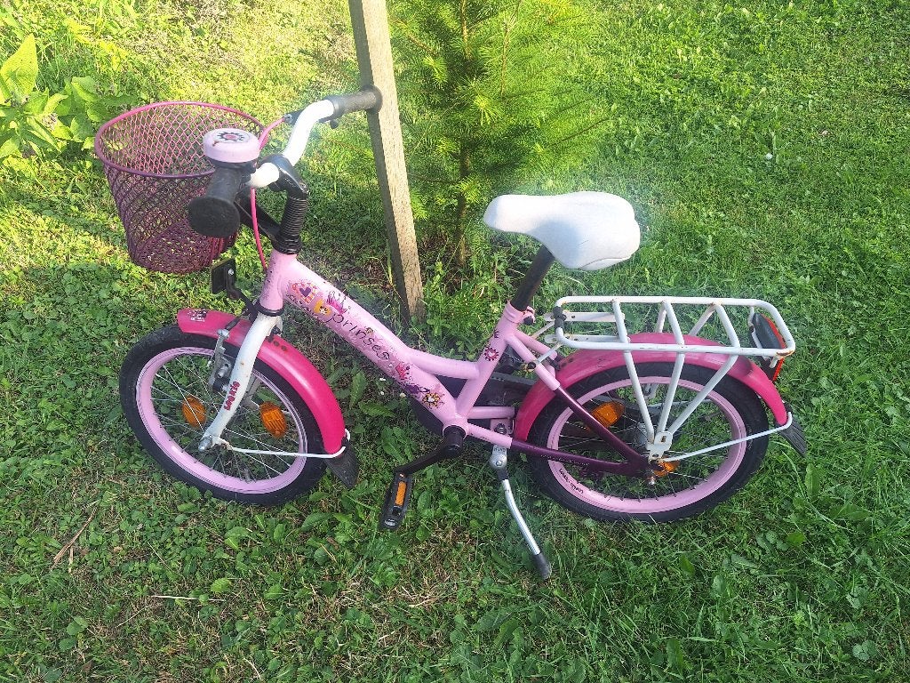 Loekie Prinses 16 inch meisjesfiets roze incl roze mandje, Ophalen, Terugtraprem, Loekie, 16 tot 20 inch