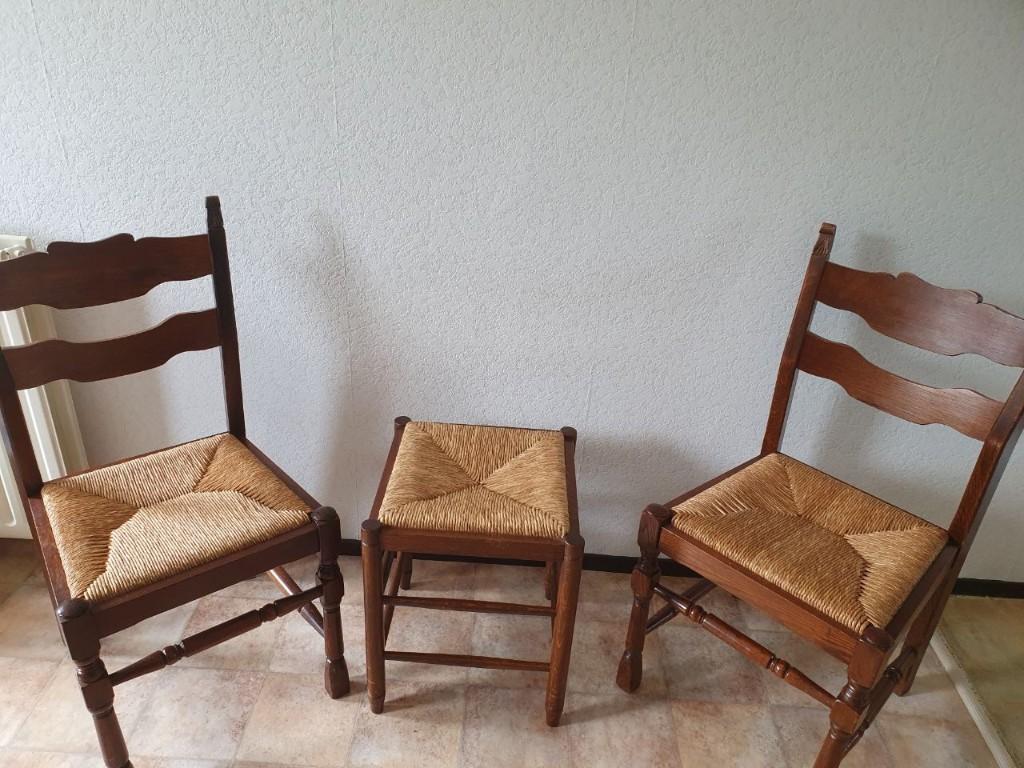 Rieten Stoelen set, Huis en Inrichting, Ophalen, Hout, Zo goed als nieuw, Drie