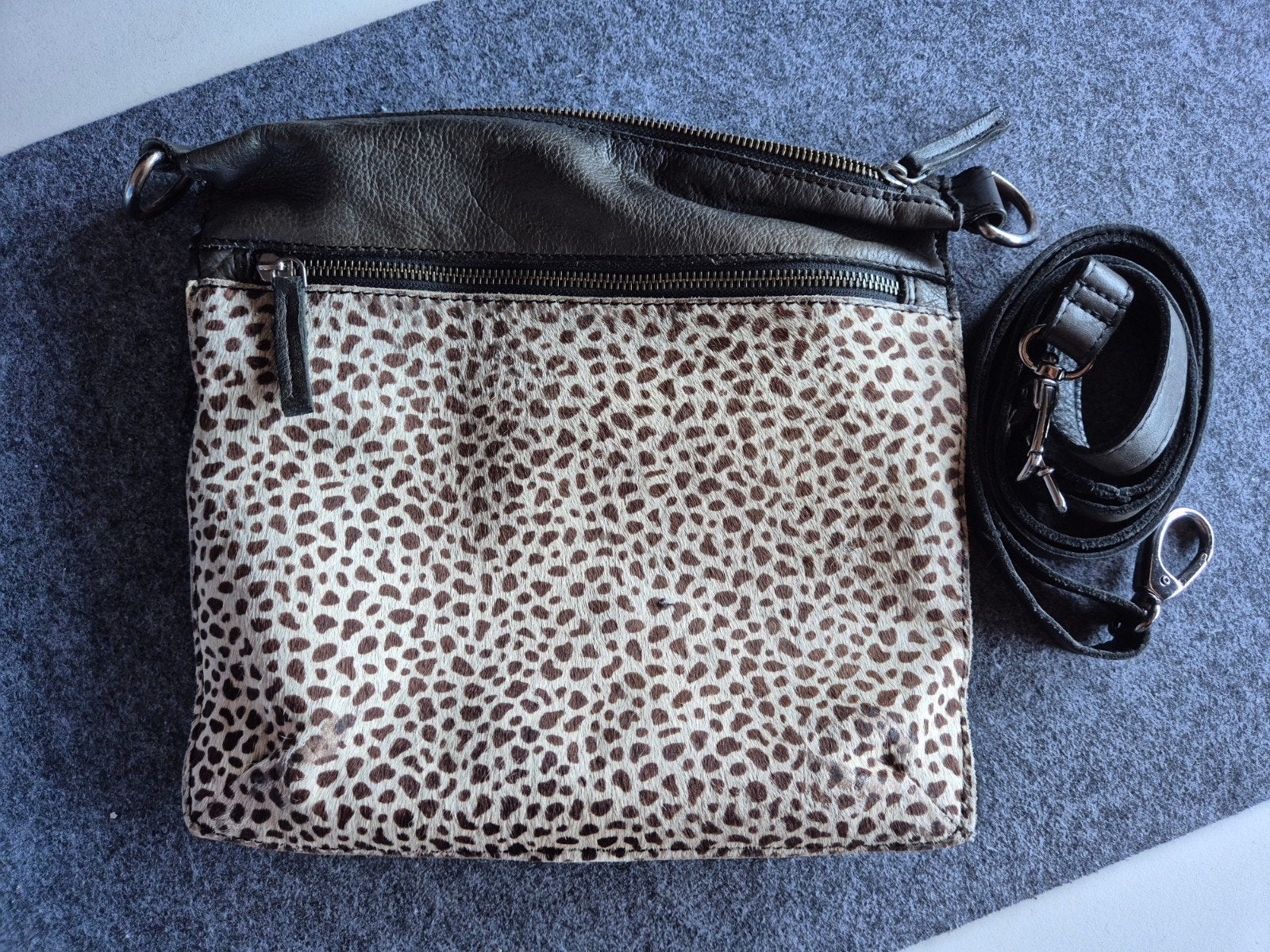 DSTRCT Leren Schoudertas/crossbody Leopard Print, Ophalen of Verzenden, Gebruikt, Schoudertasje