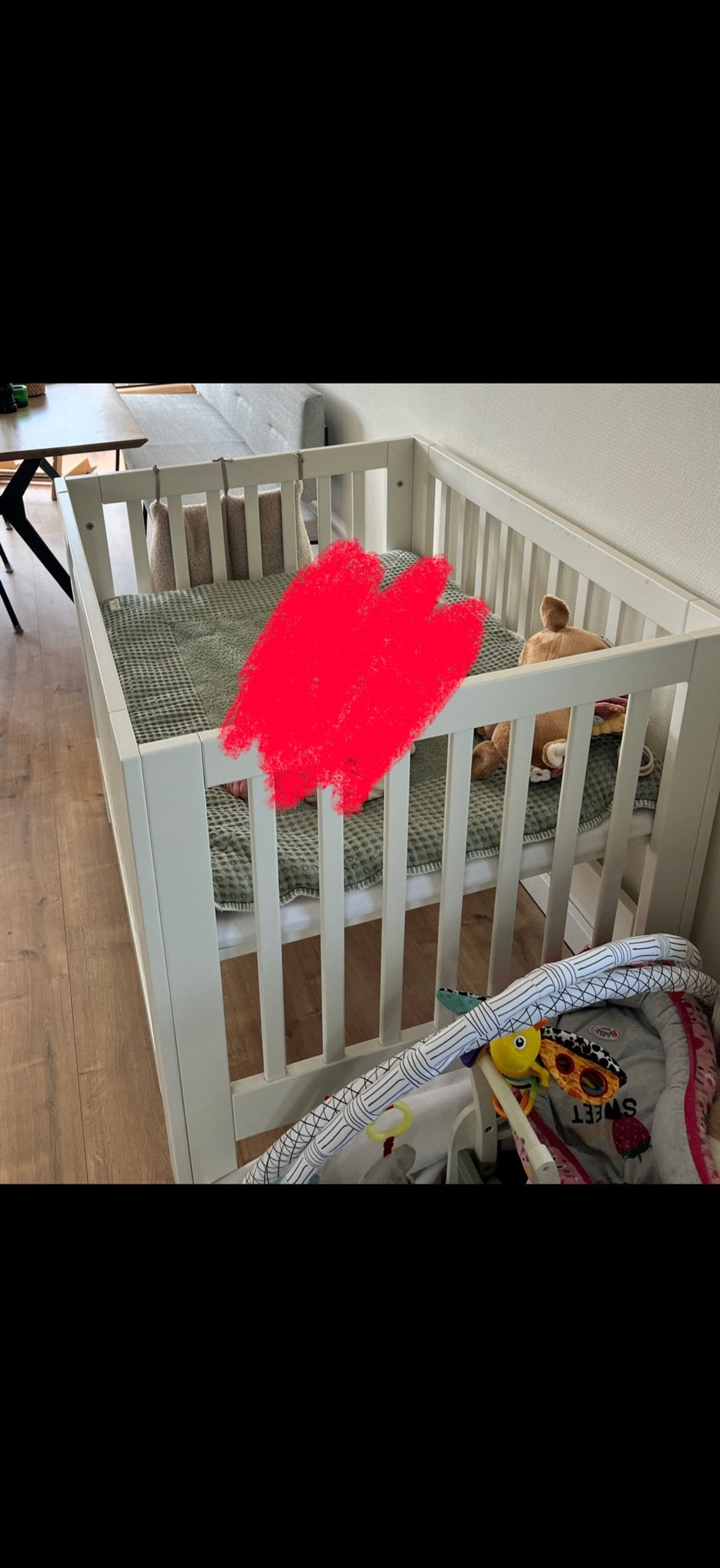 Witte box met matras en boxkleed, Kinderen en Baby's, Boxen, Ophalen, Gebruikt, Boxkleed