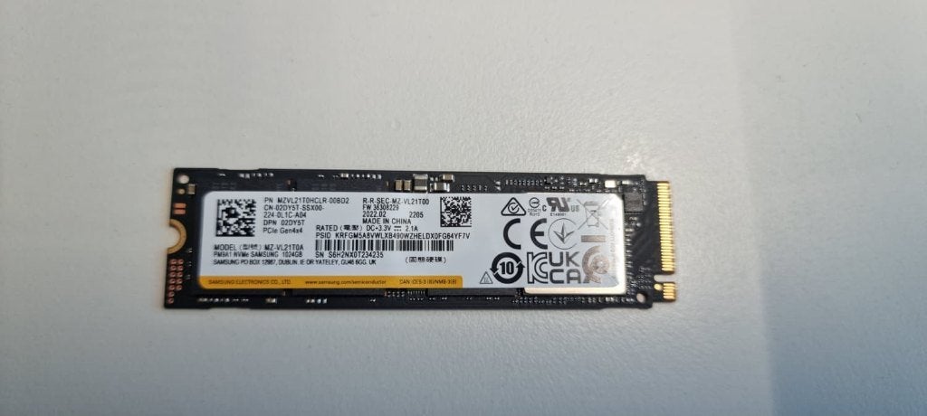 Samsung PM9A1 1TB NVMe SSD, Computers en Software, Harde schijven, Gebruikt, Laptop, Intern, SSD, Overige aansluitingen, Ophalen of Verzenden