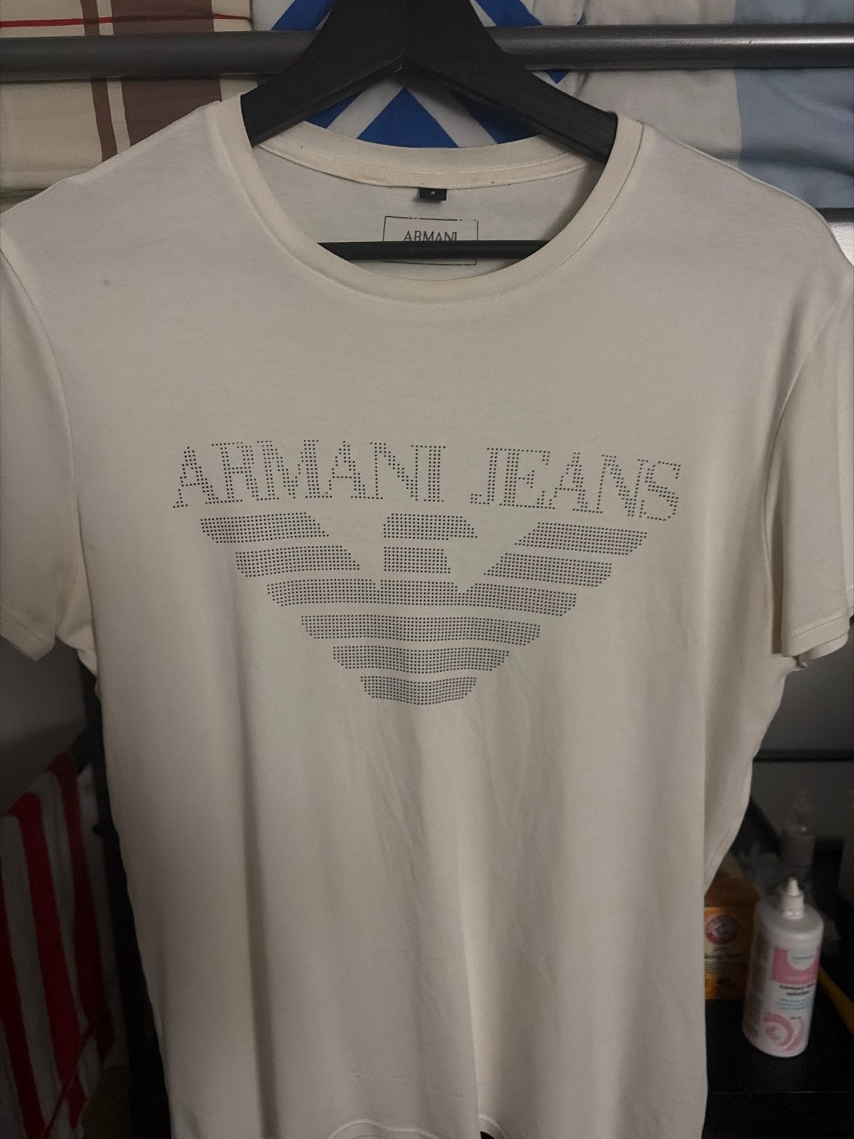 Genuine Armani Jeans T-shirt - Wit met logo, Kleding | Heren, Ophalen, Gedragen, Maat 48/50 (M), Wit