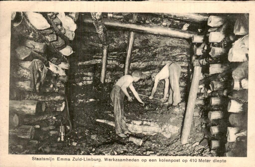 Zuid-Limburg - Staatsmijn Emma - kolenpost 410 m diepte, Verzamelen, Ophalen of Verzenden, 1920 tot 1940, Gelopen, Limburg