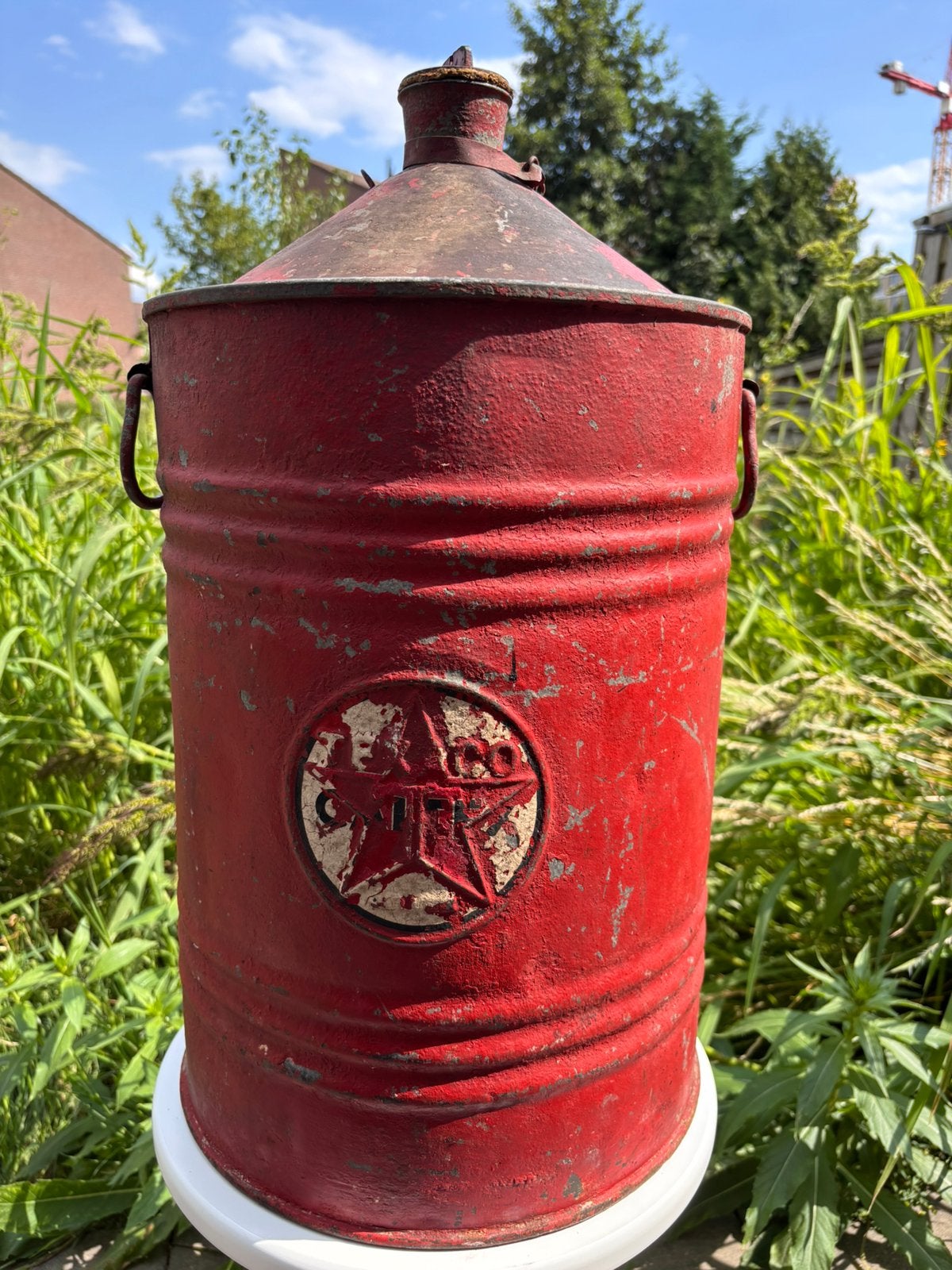 Vintage rood olievat Caltex, Ophalen of Verzenden, Huis en Inrichting