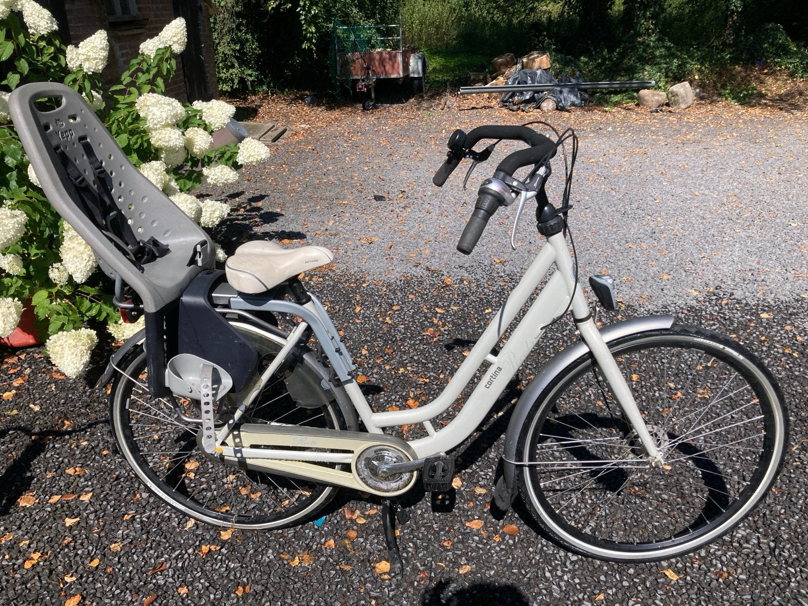 Cortina Roots Mamafiets met Yepp kinderzitje, Fietsen en Brommers, Fietsen | Dames | Moederfietsen, Gebruikt, Velgrem, Dubbele standaard