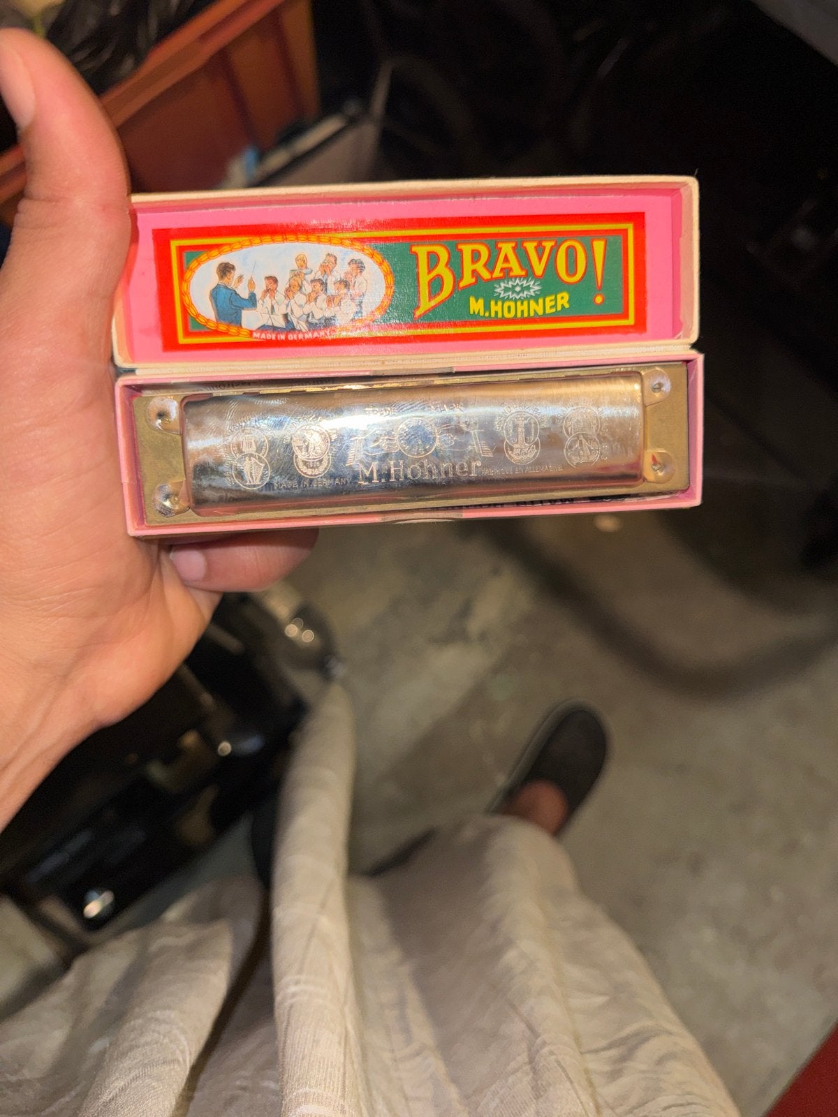 Vintage Hohner Bravo Mondharmonica C met originele doos, Gebruikt, C-mondharmonica, Ophalen of Verzenden, Met koffer of doosje