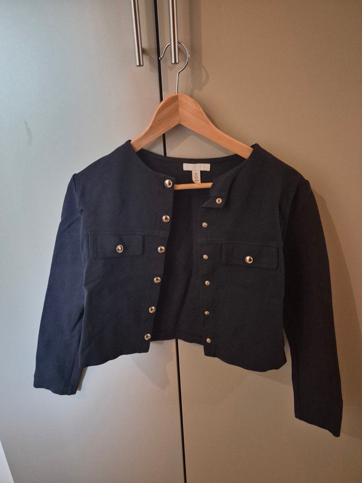 Stijlvol zwart jasje met gouden knopen - H&M Maat S, H&M, Zwart, Ophalen of Verzenden, Zo goed als nieuw