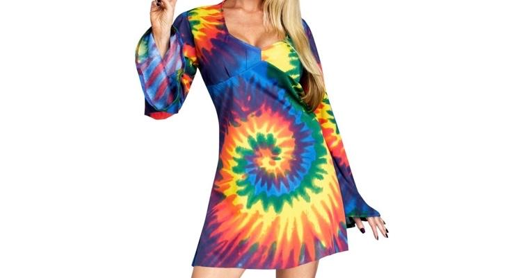 Carnaval jurk - Hippie Tie-Dye Jurk Maat S, Carnaval, Ophalen of Verzenden, Zo goed als nieuw, Kleding