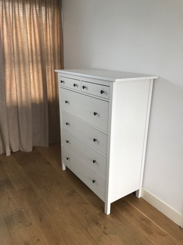HEMNES Ladekast 6 lades van Ikea, wit gebeitst, Ophalen, Gebruikt, 100 tot 150 cm, 5 laden of meer