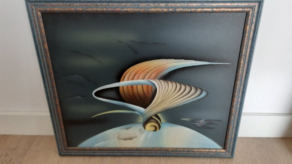 Graffiti kunst modern in prachtige lijst 58 x 68 cm, Ophalen, Overige technieken, Abstract