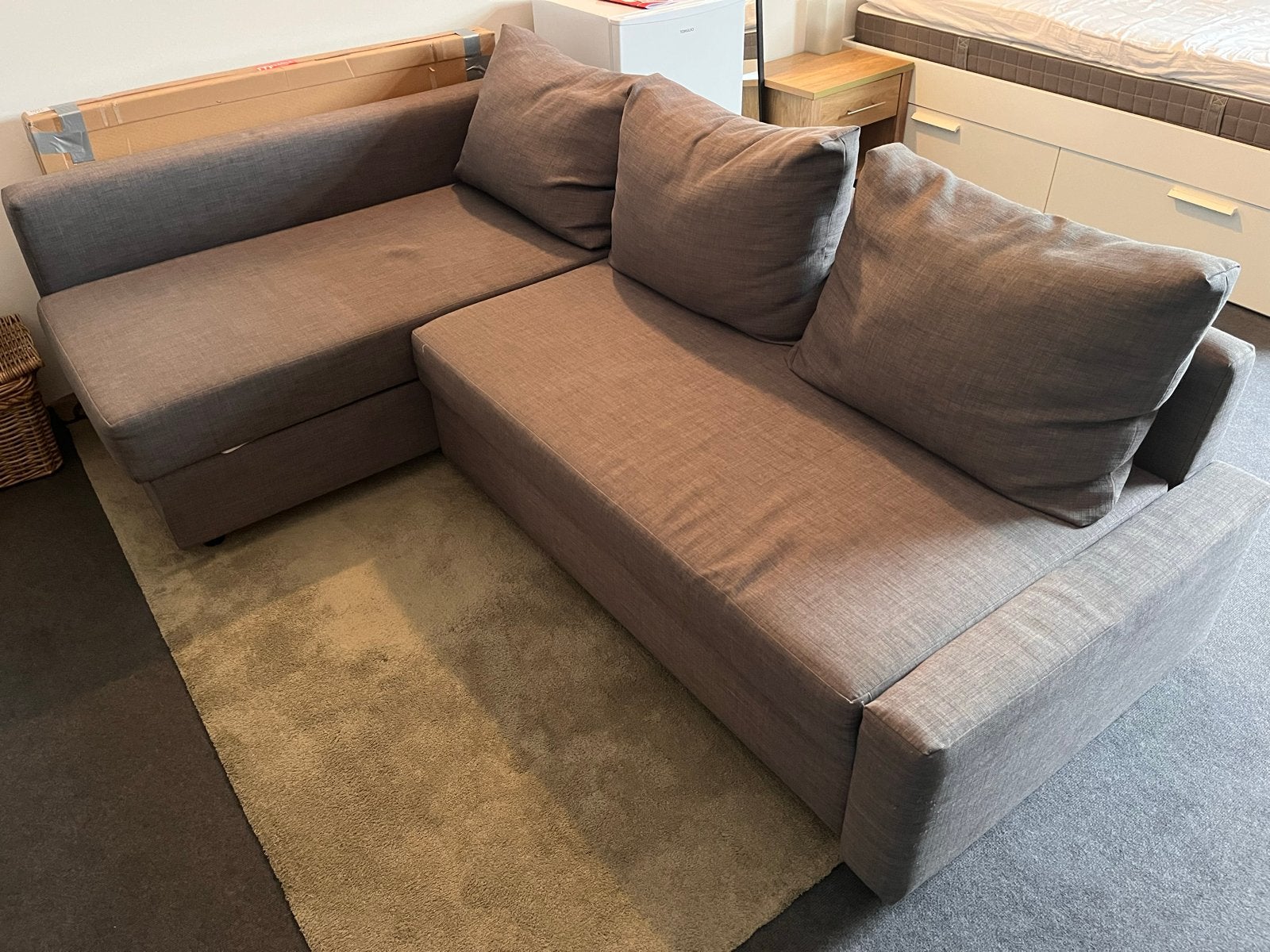 IKEA Friheten hoekslaapbank met opbergruimte, Huis en Inrichting, Ophalen, 250 tot 300 cm, Gebruikt, 100 tot 125 cm
