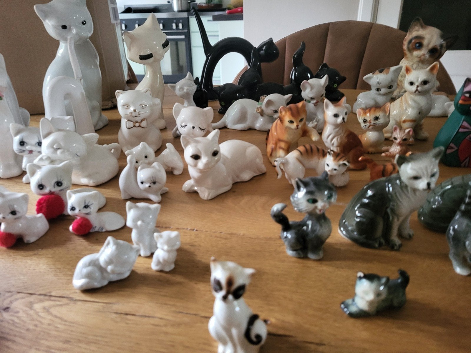 Grote collectie kattenbeeldjes diverse materialen, Ophalen, Gebruikt