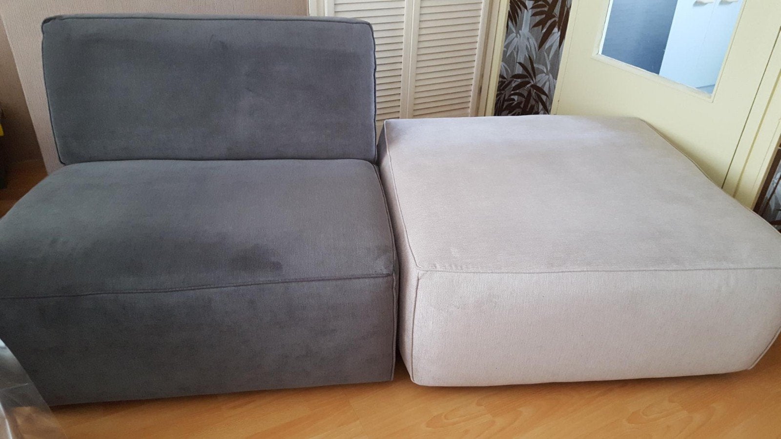Comfortabele grijze fauteuil/zitmodule, Ophalen, 75 tot 100 cm, Zo goed als nieuw, 75 tot 100 cm