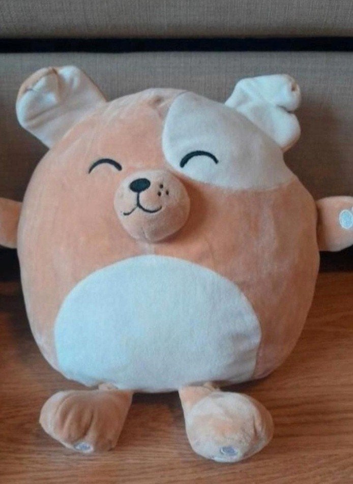 Squishmallow-achtige knuffel hond van Hema ZGAN, Hema, Zo goed als nieuw, Middelgroot (20 tot 80 cm), Bruin