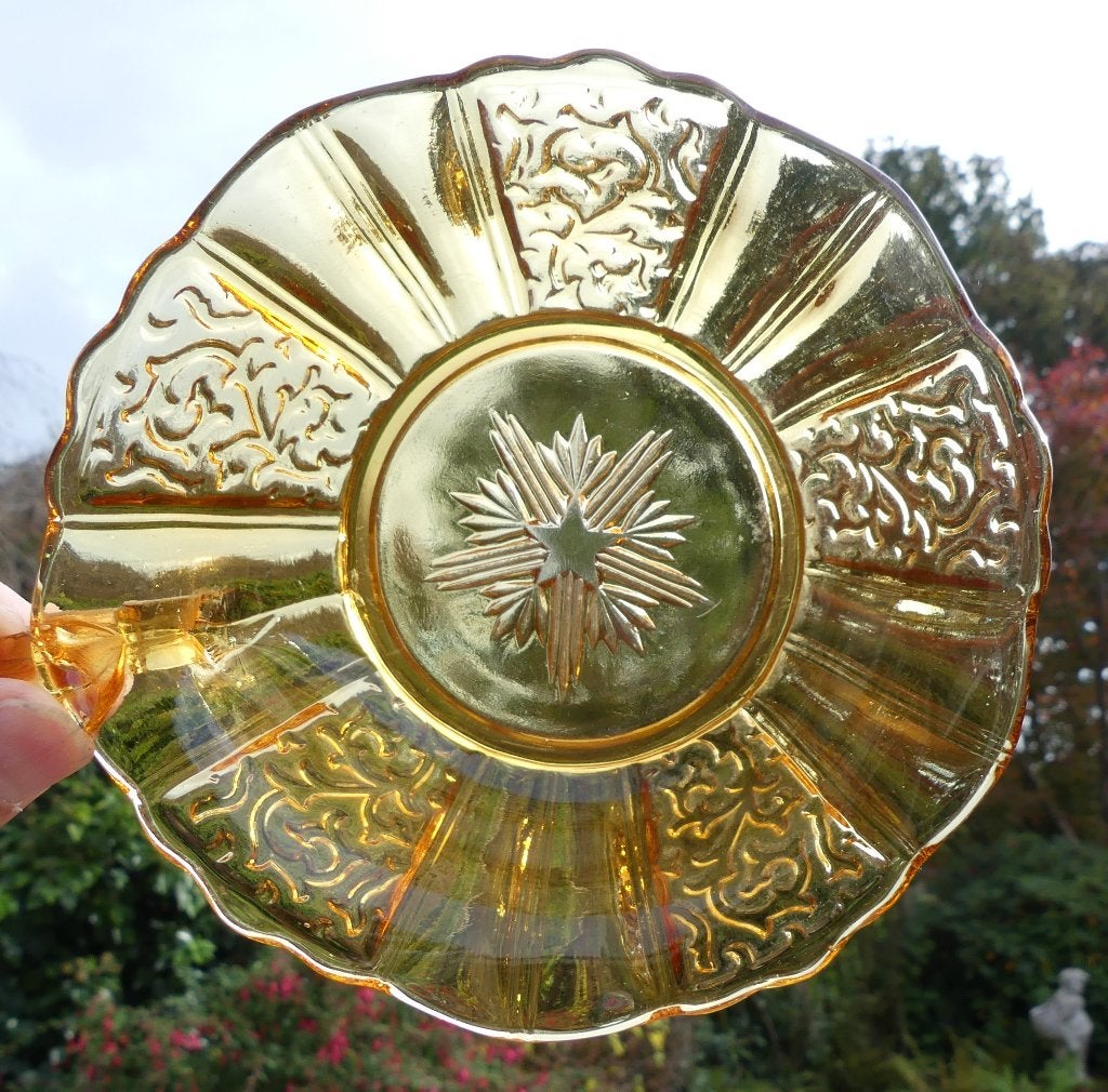 Amber Glas 6 x Super Fruit / Dessert Schaaltjes met Oor, Antiek en Kunst, Antiek | Glas en Kristal, Ophalen of Verzenden